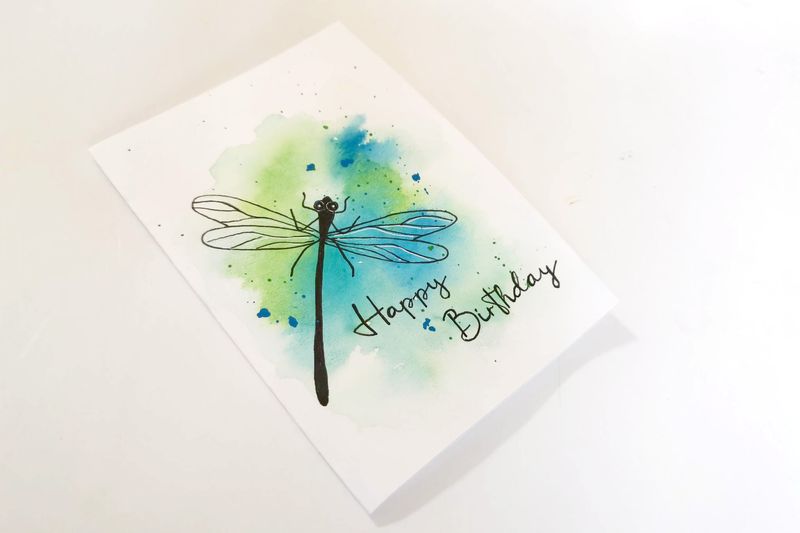 Birthday card with Dragonfly