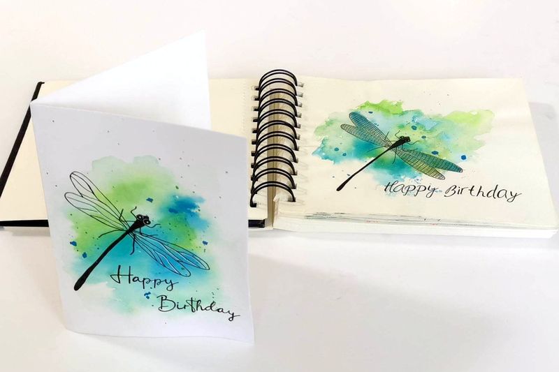 Birthday card with Dragonfly