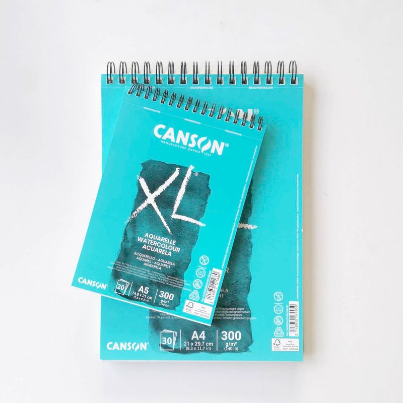 Canson XL akvarelpapir blok med spiralryg A4 og A5