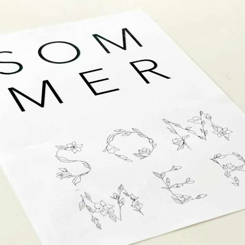 Skabelon Sommer blomsterbogstaver