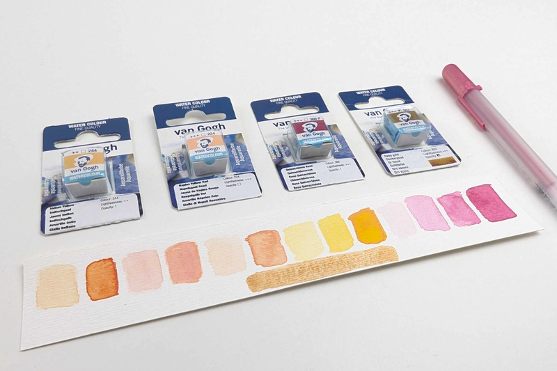 waterclour akvarel rød gul artboc feel good