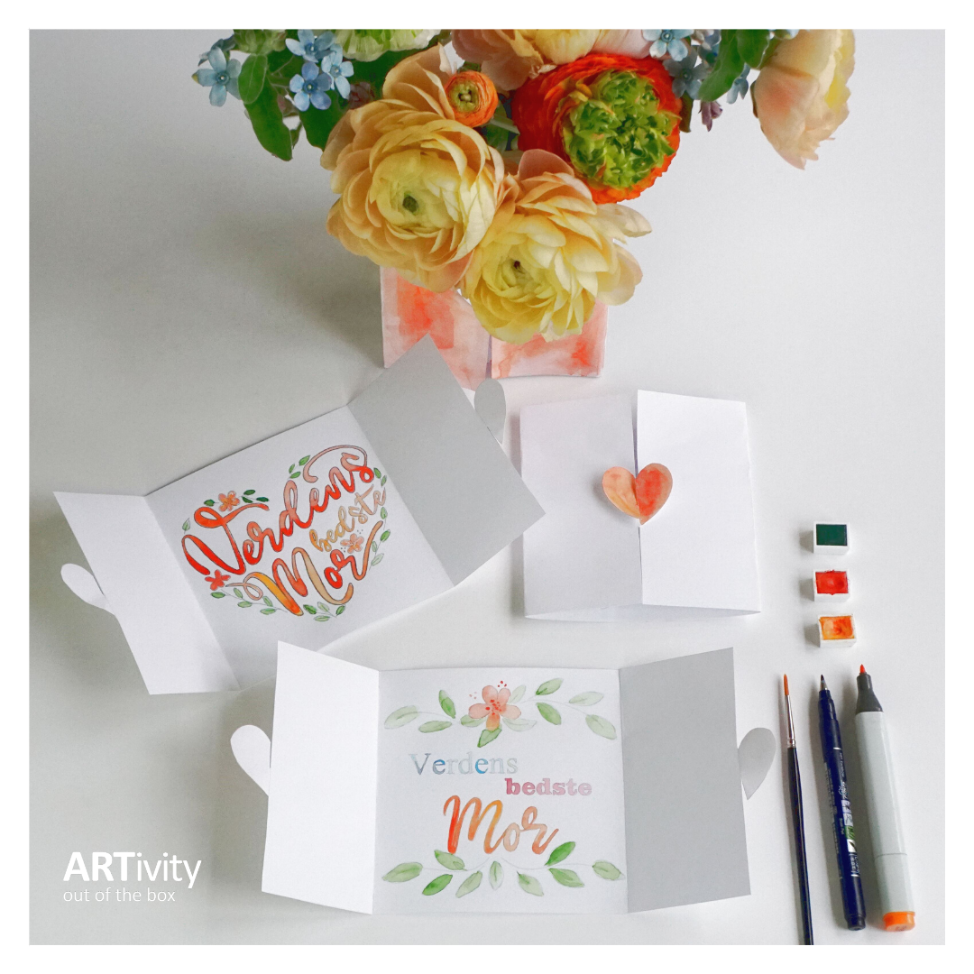Skabelon hjertekort til mors dag / heart card