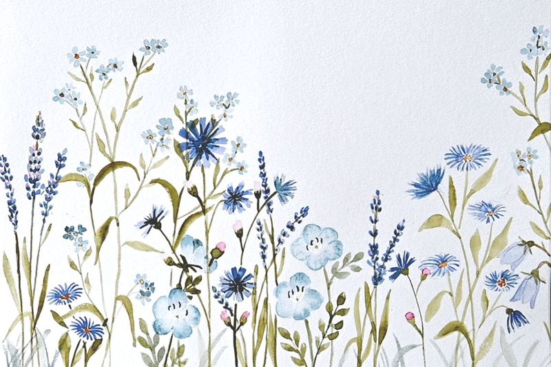 Digital kreativ workshop - artboxen Wildflowers 2 BLUE EDITION