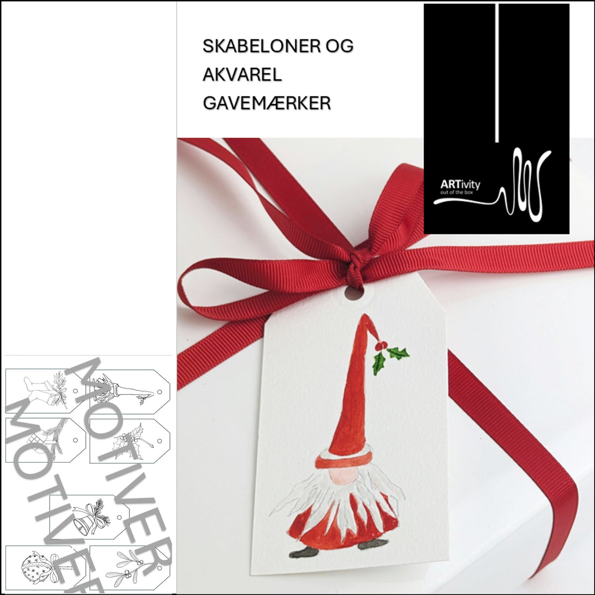 akvarel gift tags christmas
