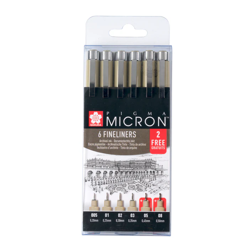 Micron Fineliners sæt til Zentangle, Mandala, teknisk tegning, akvarel mv