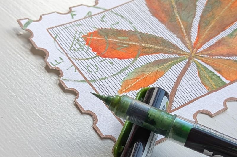 Chestnut leaf / kunstnerisk kastanjeblad med Karin Realbrush Pro