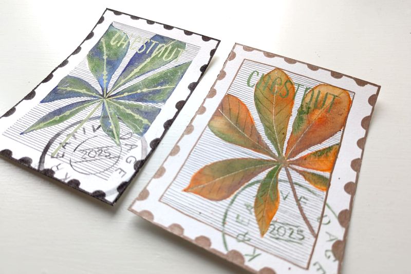 Chestnut leaf / kunstnerisk kastanjeblad med Karin Realbrush Pro
