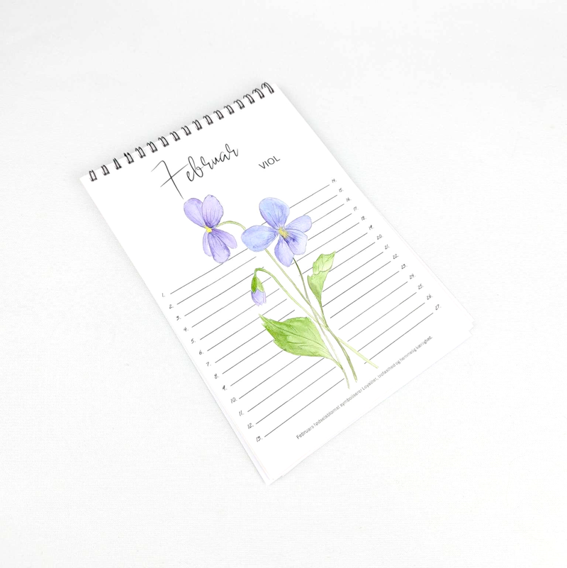 Akvarel evighedskalender med fødselsblomster - watercolour birthflower calendar