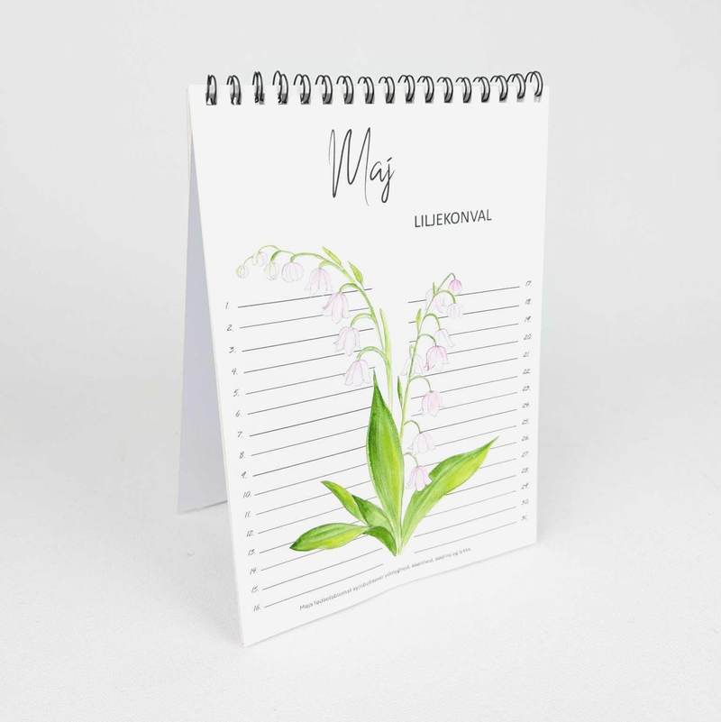 Akvarel evighedskalender med fødselsblomster - watercolour birthflower calendar