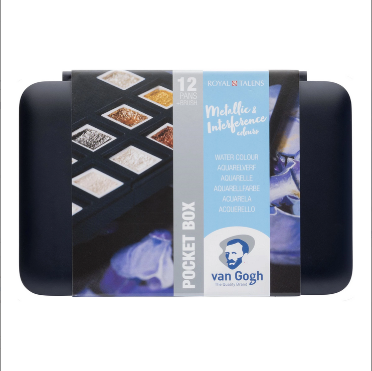 Van Gogh Akvarel pocketbox, guld, sølv og metal akvarelmaling