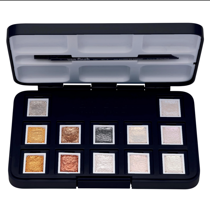 Van Gogh Akvarel pocketbox, guld, sølv og metal akvarelmaling