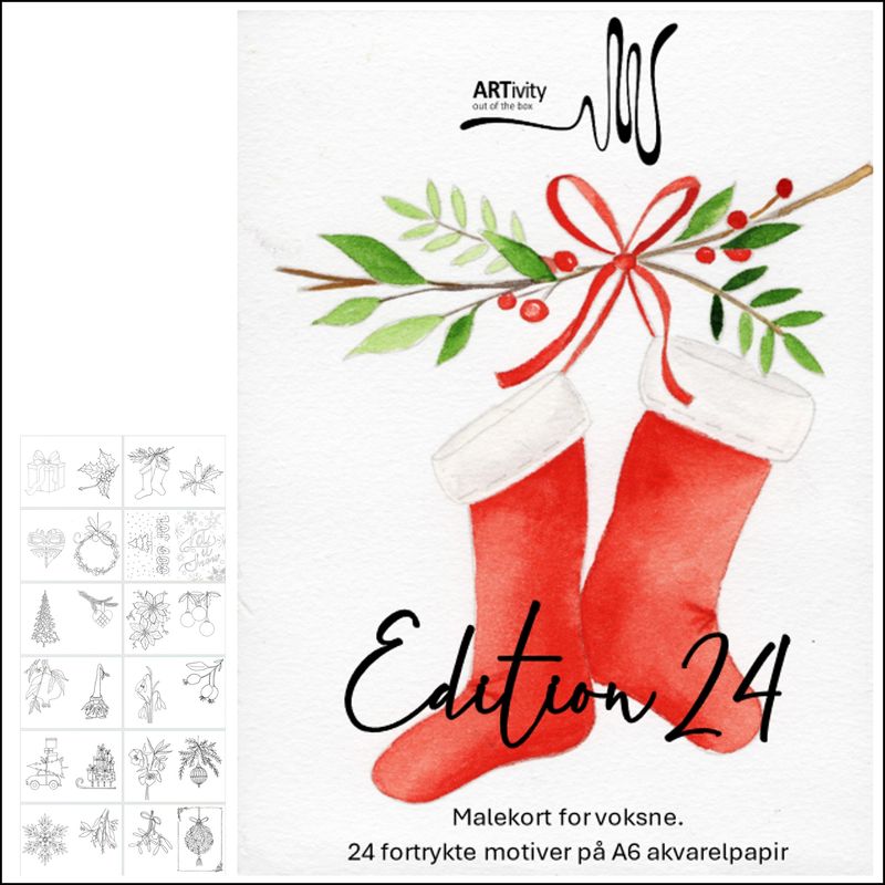 A6 akvarel Mal-selv-kort - Christmas Edition 24