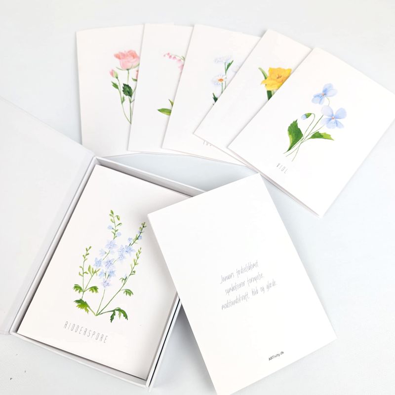 Kort med fødselsblomster