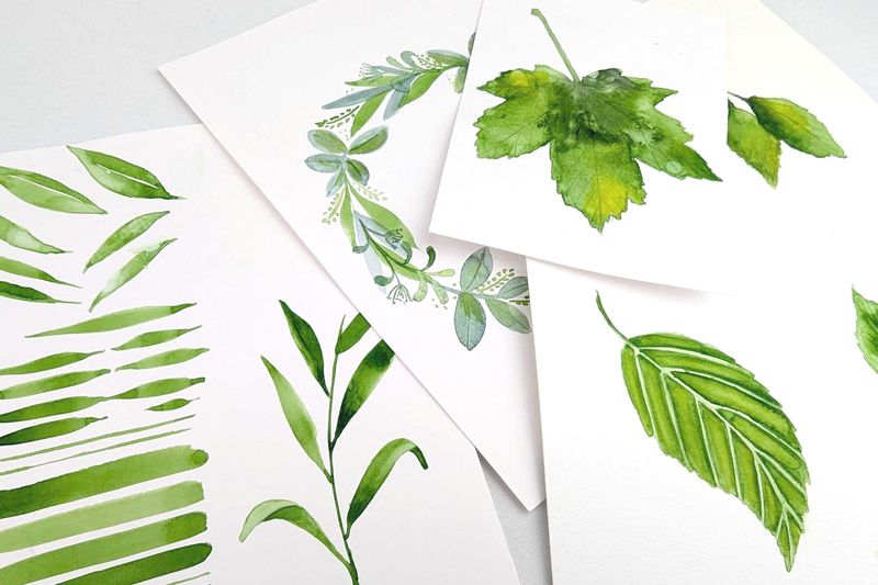 leaves watercolour templates