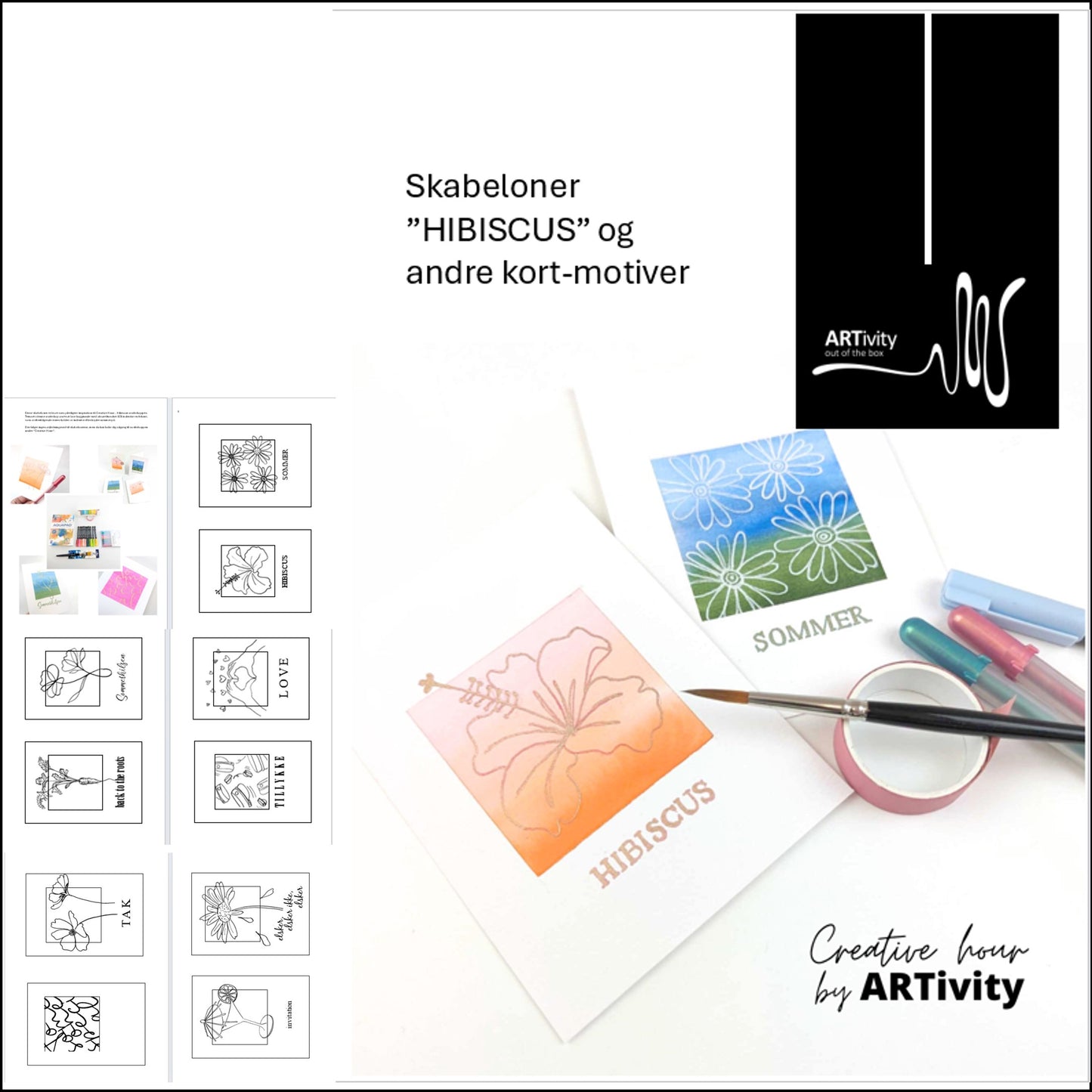 Skabelon til hibiscus og andre kort-motiver