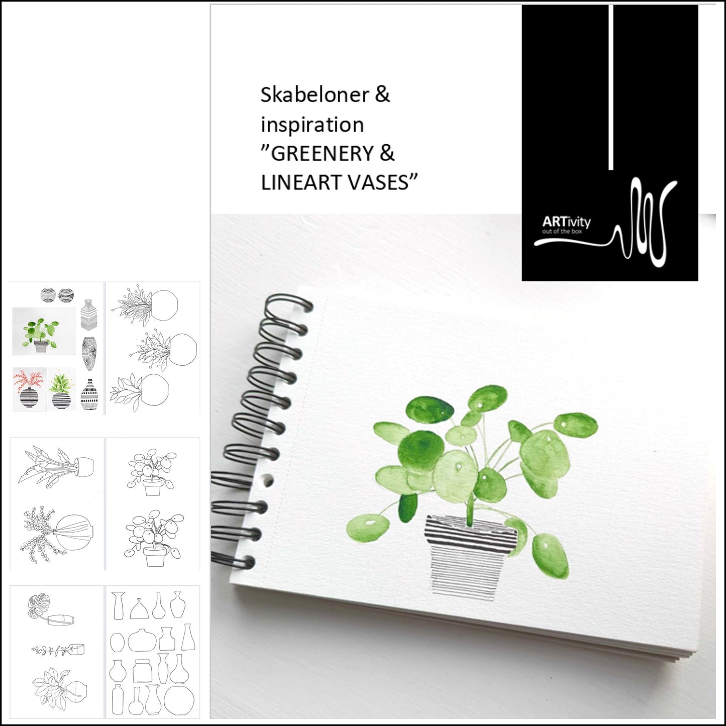 Skabeloner og inspiration Greenery & Lineart vases