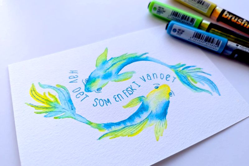 Lær at male fisk med brushmarkers