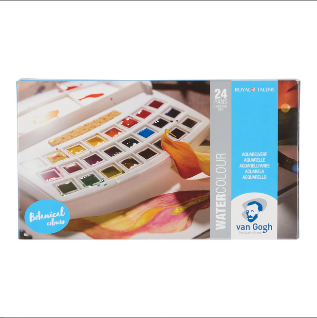 Van Gogh Akvarel box med 24 botaniske farver