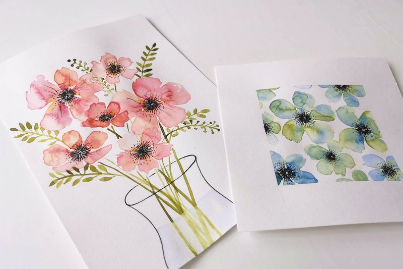 Akvarel blomster; Patchy Flower