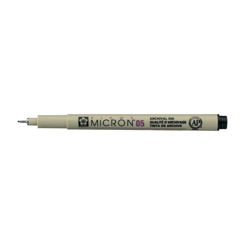 Vandfast, sort fineliner Micron