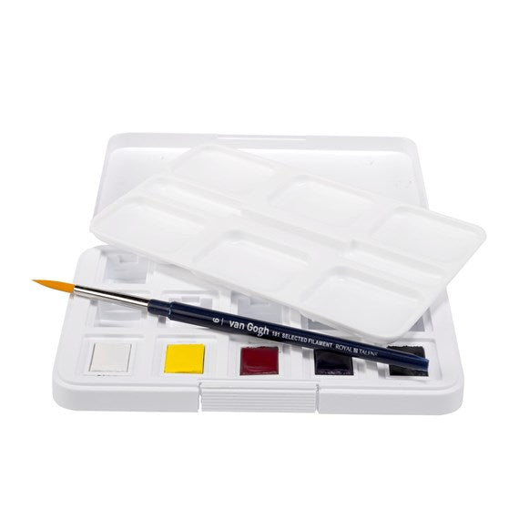 Van Gogh Akvarel pocketbox, med primærfarver, sort, hvid + 7 tomme pladser