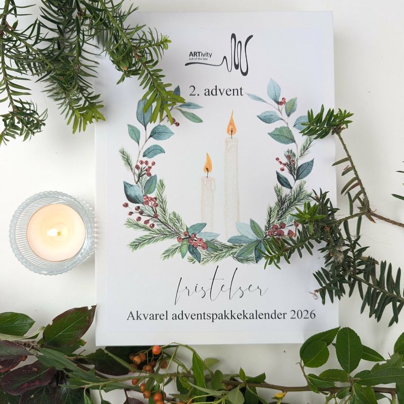 2. advent DIY akvarel adventskalender inkl. materialer og videovejledning til skønne juleprojekter