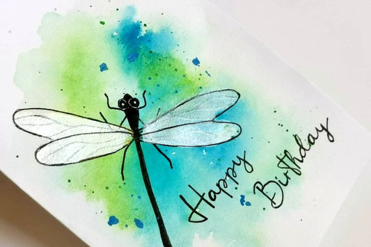 Birthday card with Dragonfly