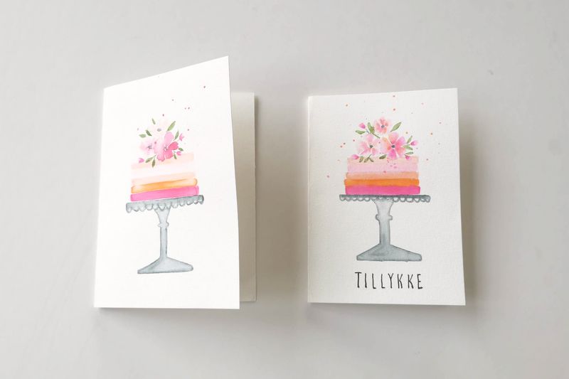 Birthday cards with cakes / fødselsdagskort