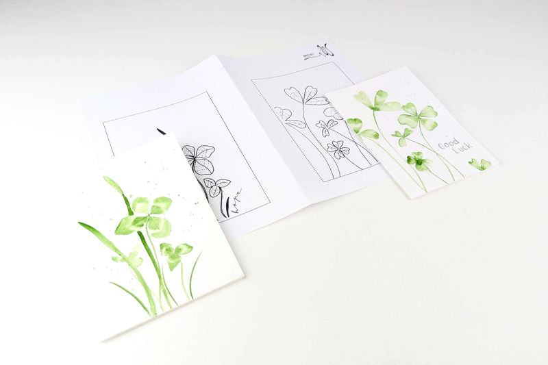 Materialepakke til akvarel workshoppen Four Leaf Clover