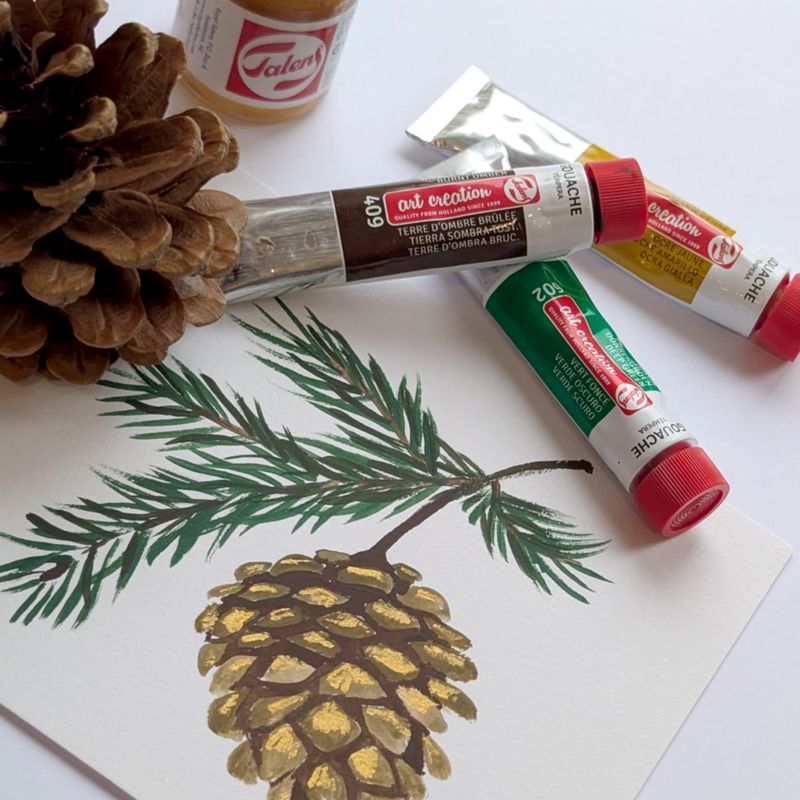 Gouache maling, 3x 20 ml inkl skabelon