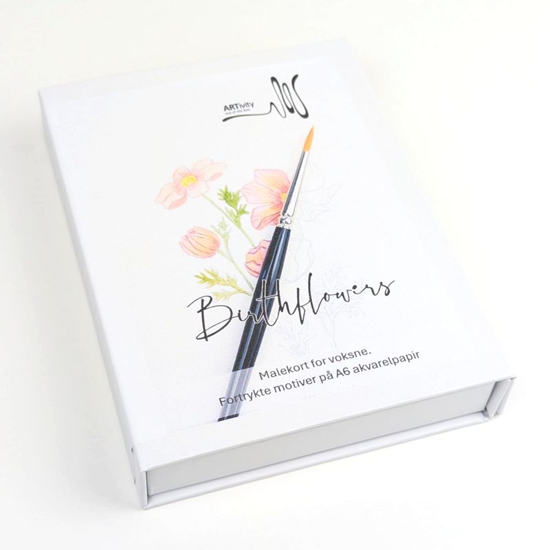 A6 akvarel Mal-selv-kort - BIRTHFLOWERS