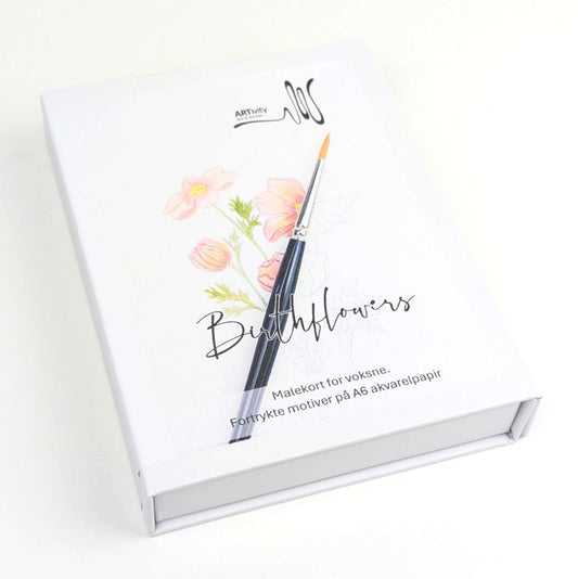 A6 akvarel Mal-selv-kort - BIRTHFLOWERS