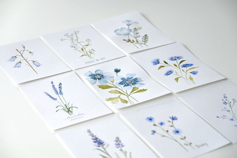 Akvarelworkshop for begyndere - vilde blomster "Blue Edition" i VEJLE 30. sept.
