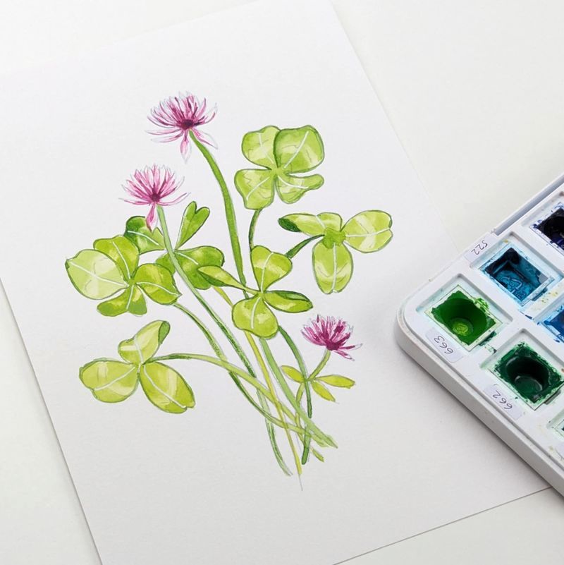 A5 akvarel Mal-selv kort - FOUR SEASONS