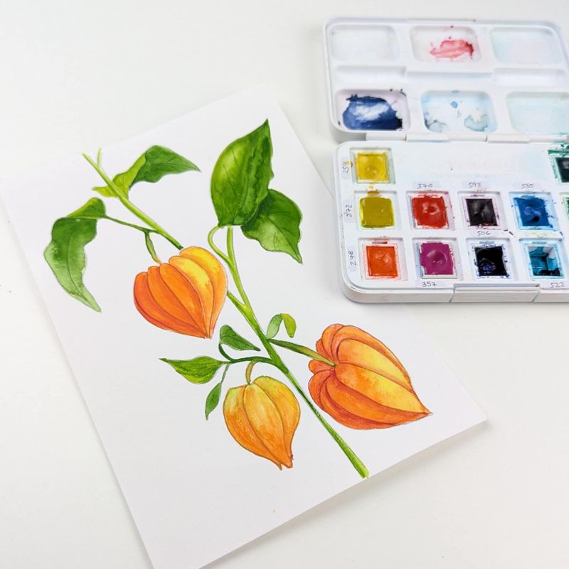 A5 akvarel Mal-selv kort - FOUR SEASONS