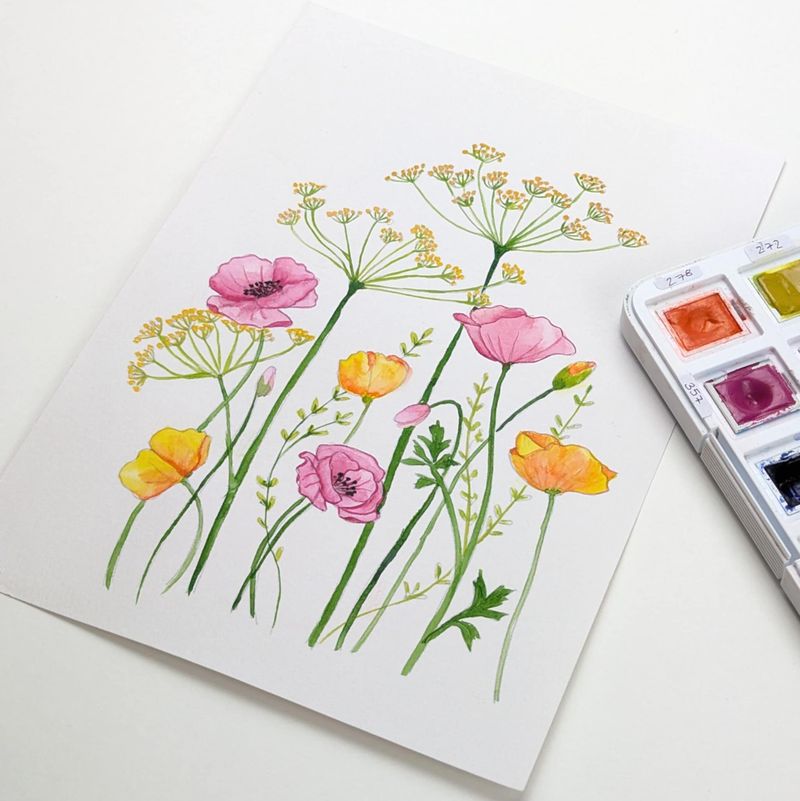 A5 akvarel Mal-selv kort - FOUR SEASONS