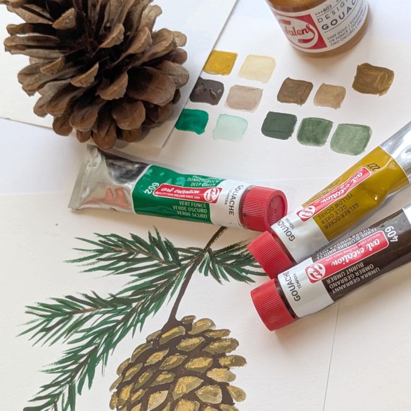 Gouache maling, 3x 20 ml inkl skabelon