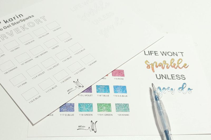 Karin Gelly pens StarSparks sæt med 20 stk inkl. farvekort