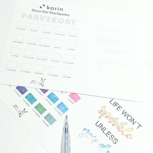 Farvekort til Karin StarSparks Gelpens