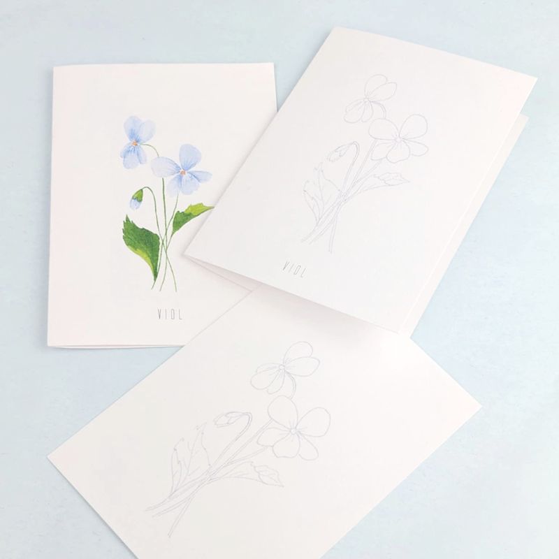 A6 akvarel Mal-selv-kort - BIRTHFLOWERS