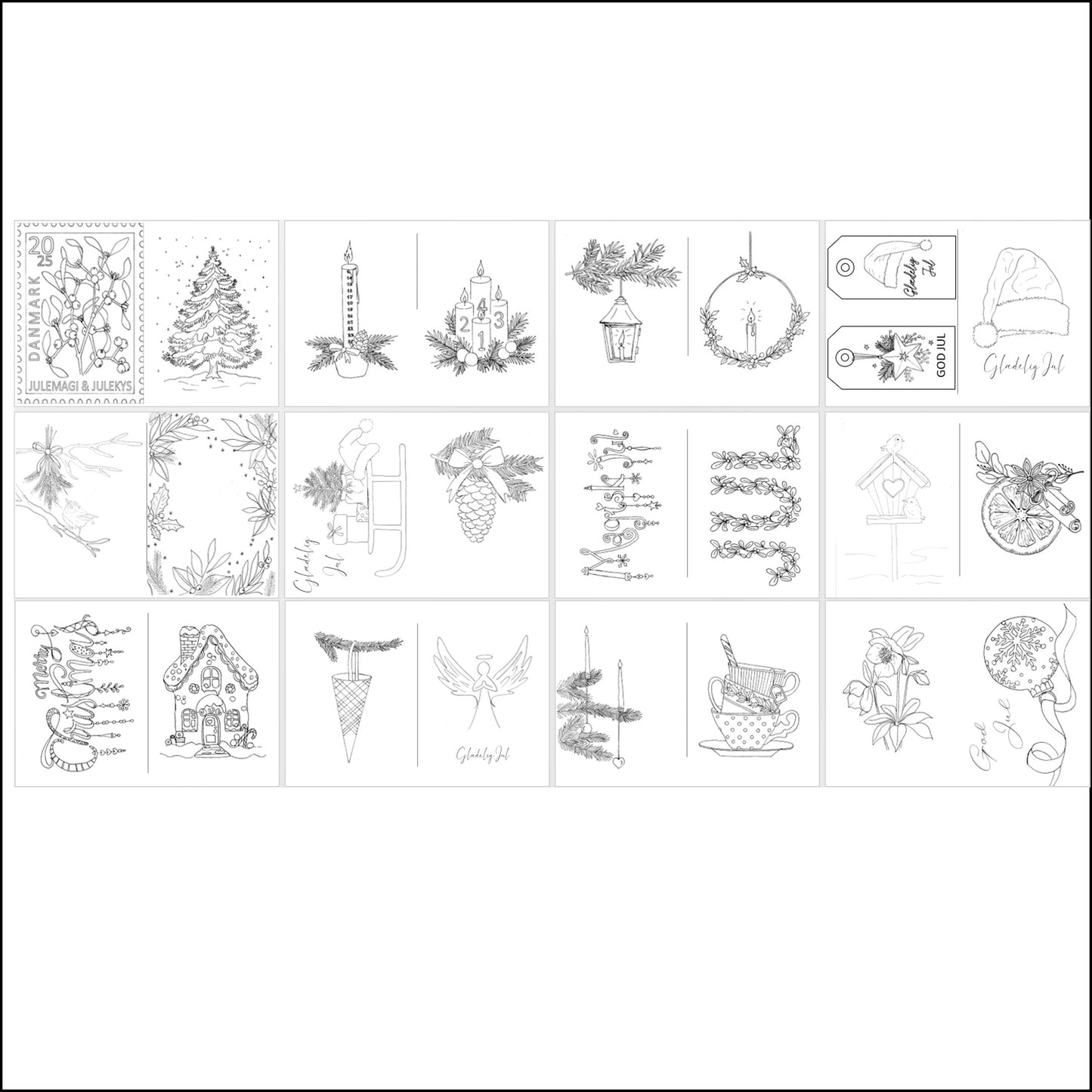 A6 akvarel Mal-selv-kort - Christmas Edition 25