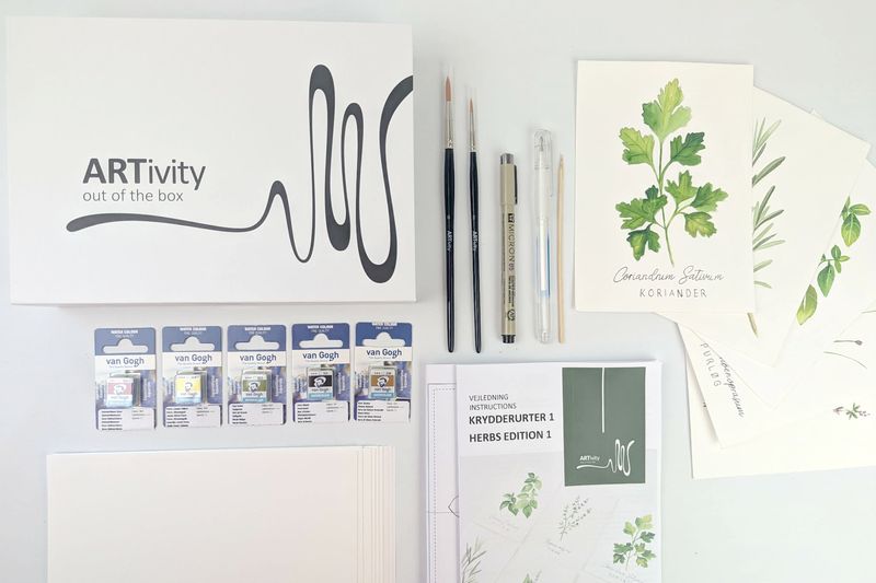 Kreativt akvarel kit for begyndere inkl. videovejledning