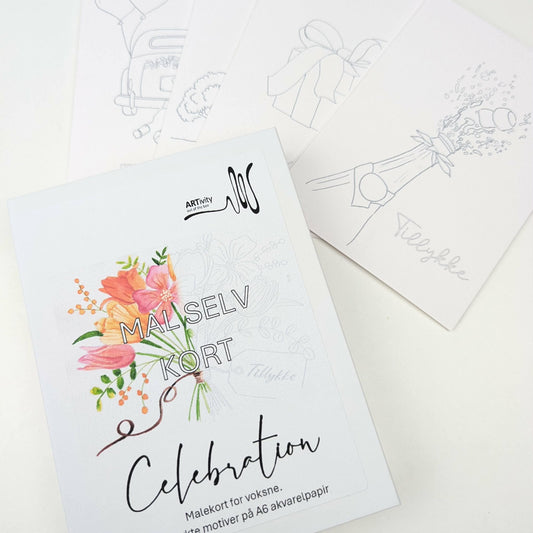 A6 akvarel Mal-selv-kort - CELEBRATION