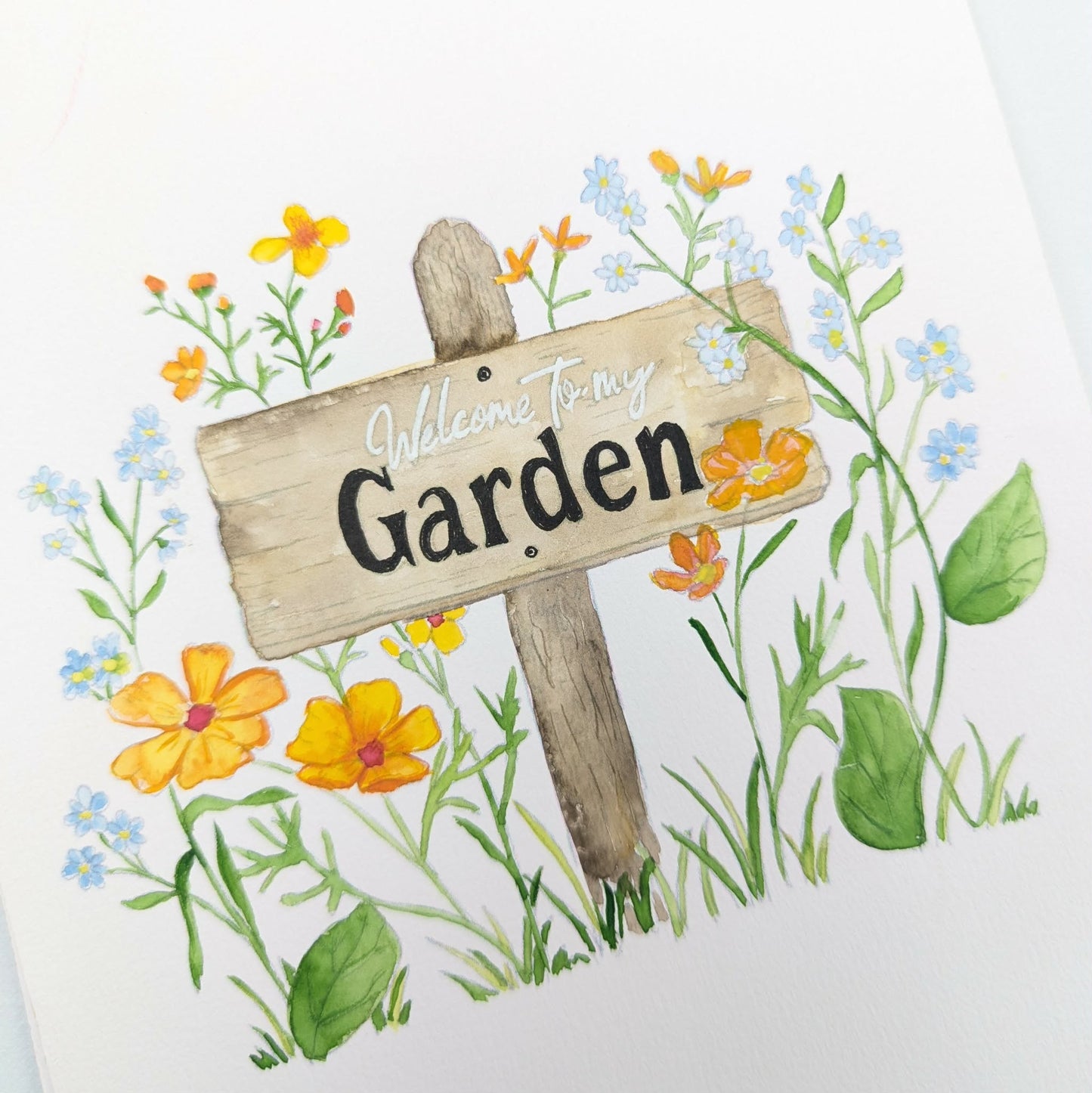 A5 akvarel Mal-selv kort - SUMMER GARDEN