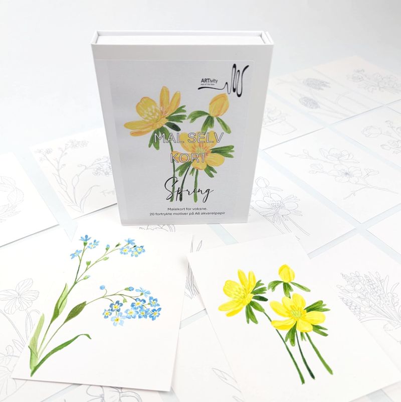 A6 akvarel Mal-selv-kort - SPRING