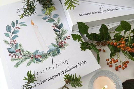 Akvarel pakkekalender med videovejledning og skabeloner
