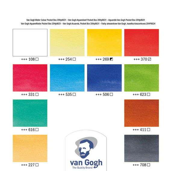 Pocketbox med basis akvarelfarver fra Van Gogh