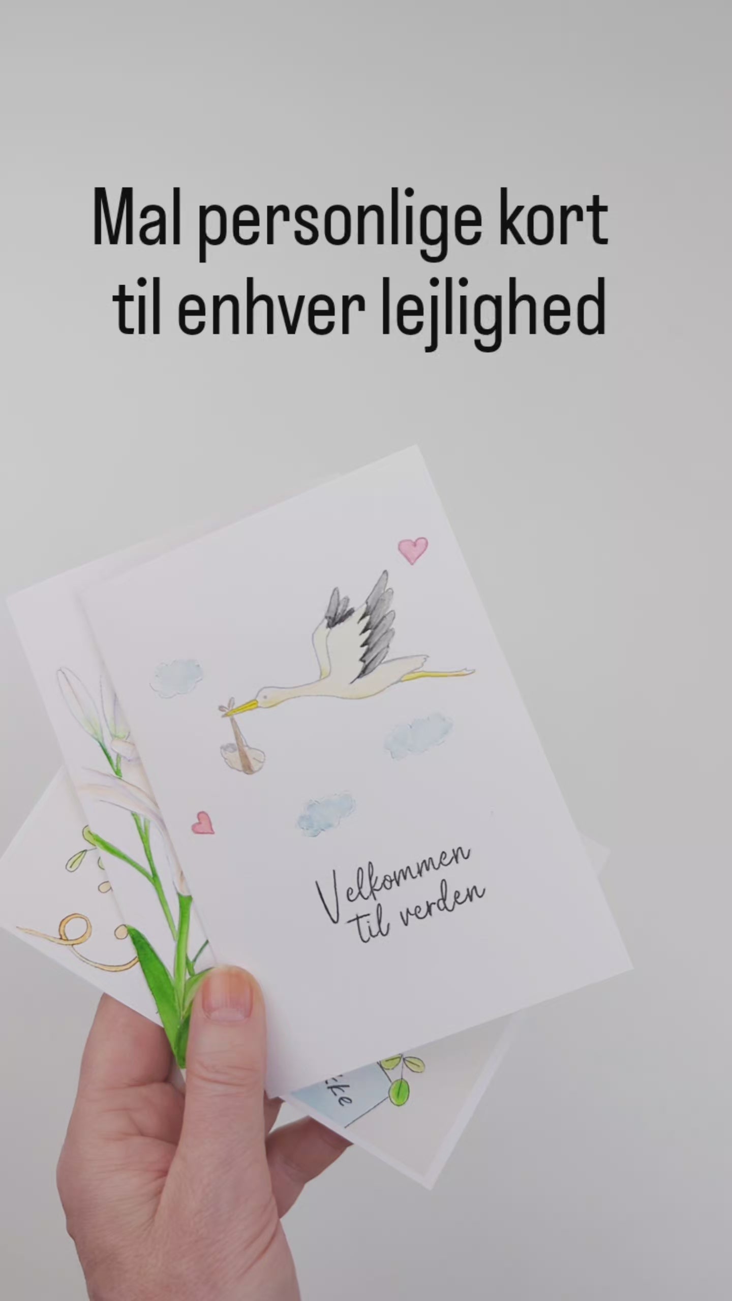 Udvalg af fortrykte kort til dåb, bryllup, fødselsdag og andre anledninger