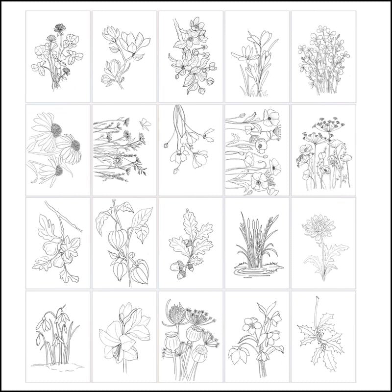 A5 akvarel Mal-selv kort - FOUR SEASONS