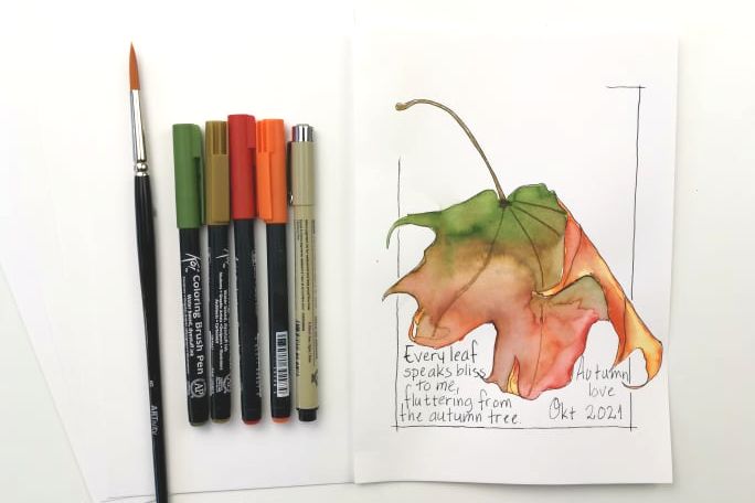 Materialepakke til FB LIVE akvarel workshop Autumn Leaf